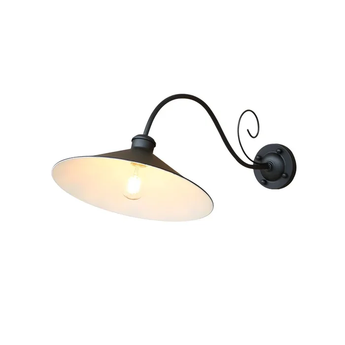 1 Bombilla Iluminación de Pared de Tapa de Olla en Negro Aplique de Pared Tradicional de Metal para Patio