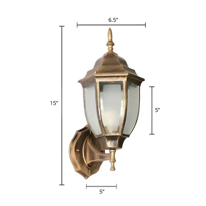 1 Bombilla Luz de Pared de Metal Estilo Clásico Lámpara de Pared de Farol para Pasillo – 110 A 120 V Bronce 16,51 cm Vidrio escarchado