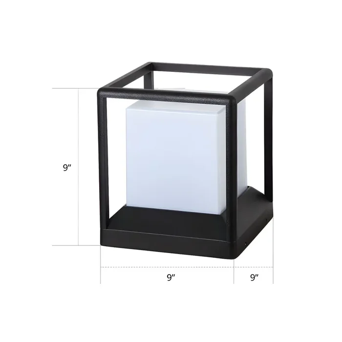 1 Cabeza Iluminación de Mesa de Metal en Negro Luz de Mesita Tradicional de Cubo para Exterior – 220 A 240 V Negro 22,86 cm