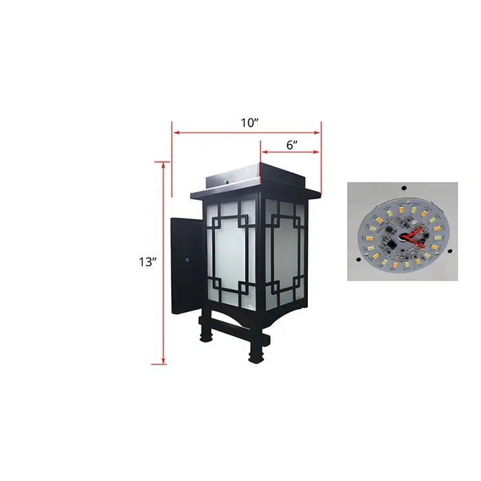 1 Cabeza Luminaria de Pared de Solar en Negro Linterna de Pared Metálica Estilo Tradicional – Negro 15,24 cm Solar