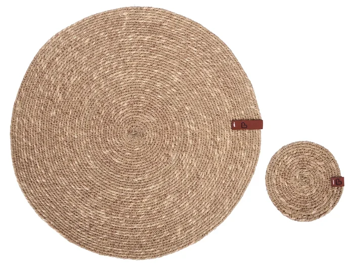 12 Piece Placemats and Coasters Set KUNZEA Natural Seagrass