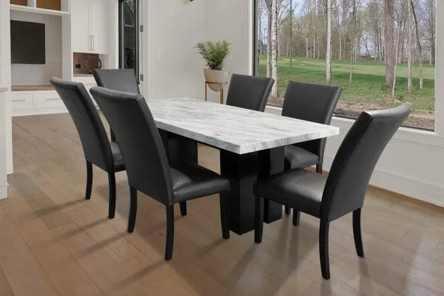 1220 PU Black 7-Piece Dining Room Set