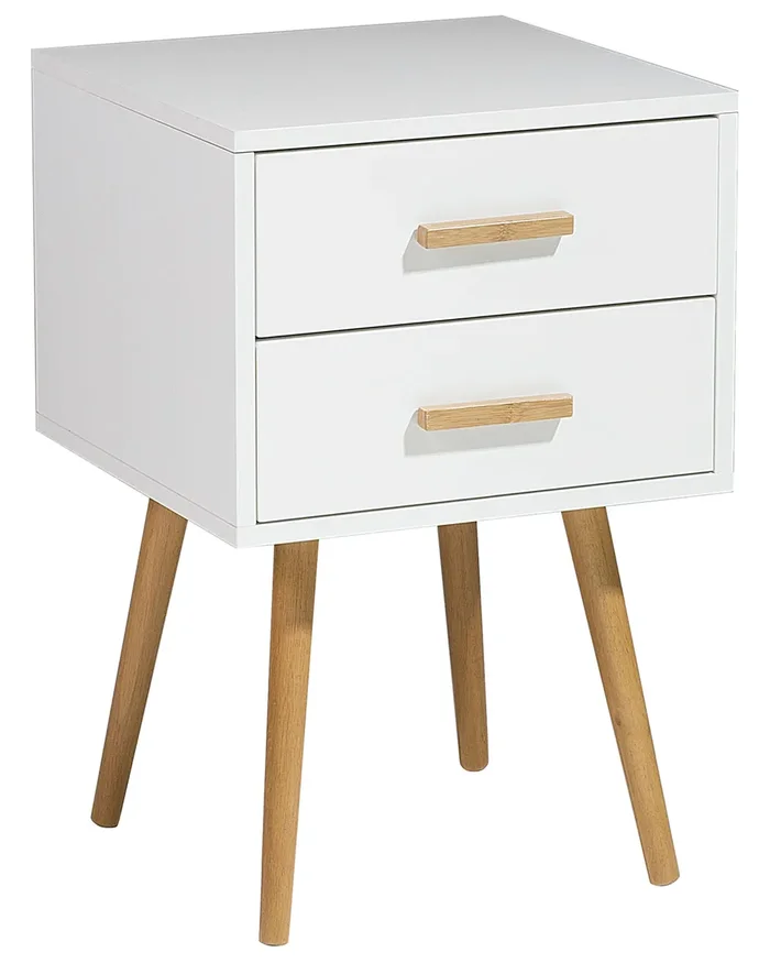 2 Drawer Bedside Table ALABAMA White