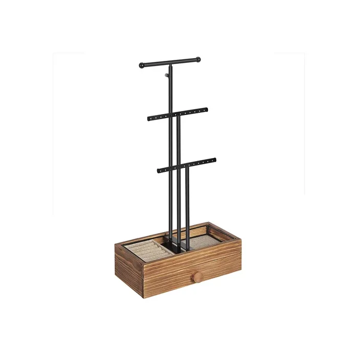2-en-1 Soporte para Joyas Marrón y Negro-SONGMICS