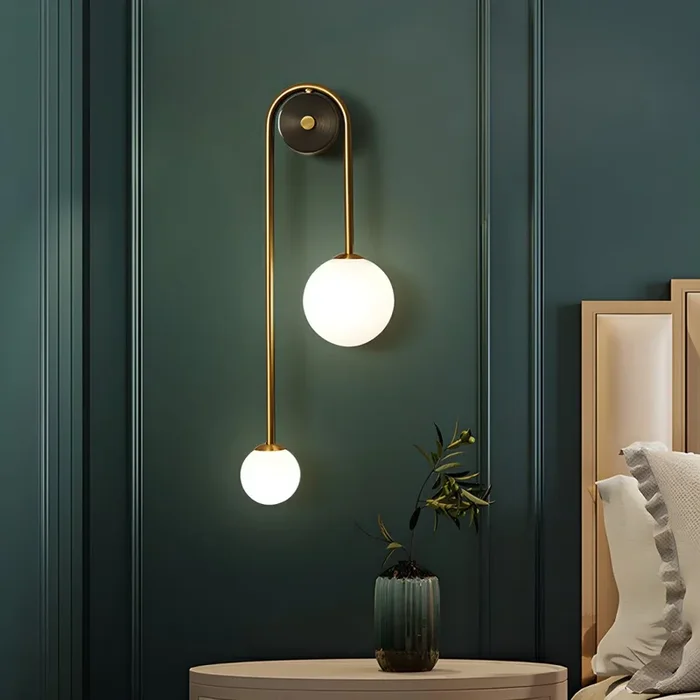 2 Luces Aplique de Pared de Metal en Latón Iluminación de Pared LED Modernista de Globo para Habitación – 220 A 240 V Latón
