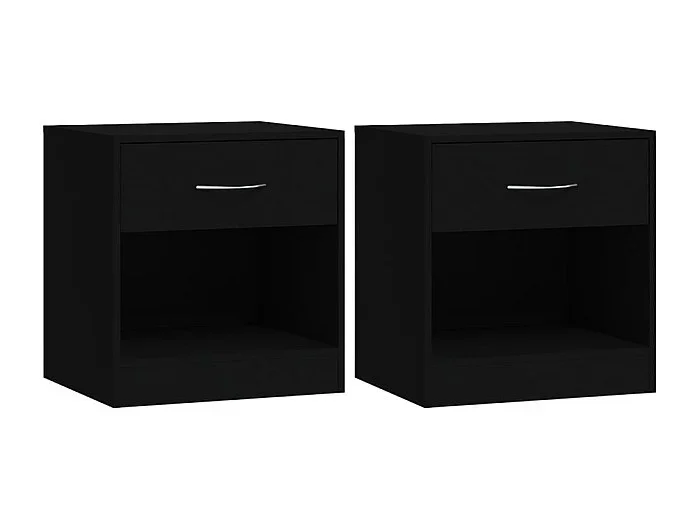 2 mesitas de noche con cajón Negro