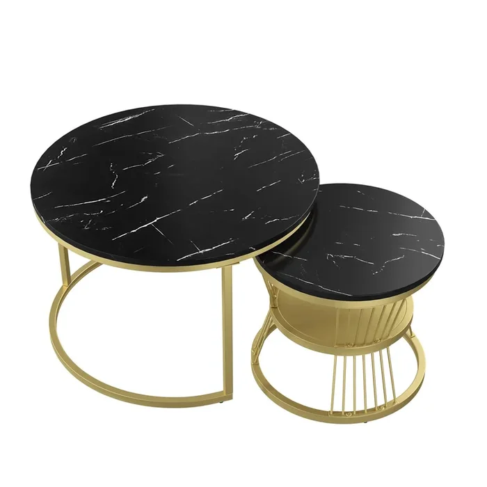 2 piezas, muebles de sala, mesa de centro, mesa auxiliar, mesa auxiliar 70CM, 45CM negro