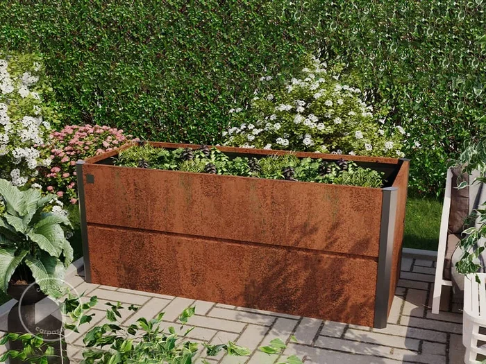 200 x 85 x 77 cm Huerto urbano, acero corten, aspecto óxido