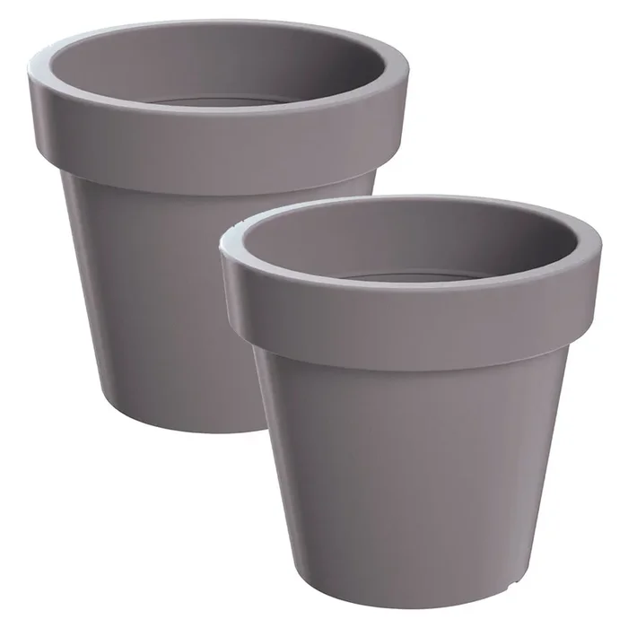 2x Maceta de plastico Lofly en color gris 19,6 (largo) x 19,6 (ancho) x 18,1 (alto) cm