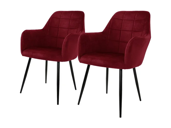 2x Sillas de comedor sillones de oficina asiento burdeos ECD Germany