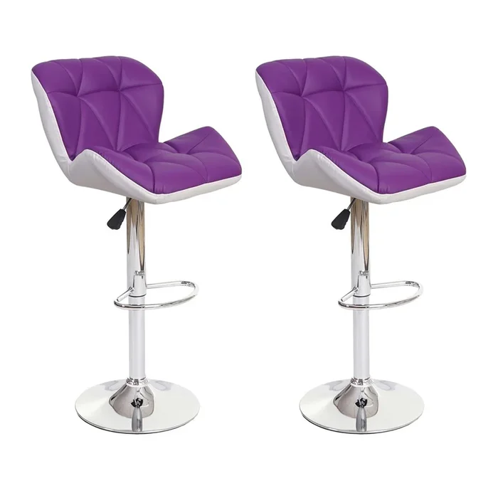 2x taburetes de bar silla de mostrador ajustable en altura polipiel púrpura estructura de acero cromado 04_0000118