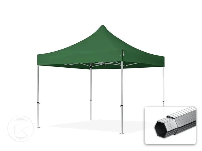 3×3 m Carpa plegable, PROFESSIONAL aluminio 40mm, verde oscuro