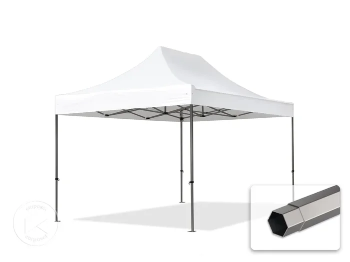 3×4,5 m Carpa plegable, PREMIUM acero 40mm, blanco