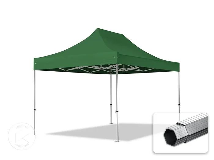 3×4,5 m Carpa plegable, PROFESSIONAL aluminio 40mm, verde oscuro