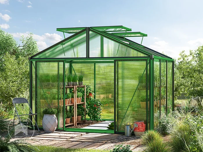 311 x 235 cm Invernadero, verde, recubrimiento de polvo, incl. Set – Pro 1