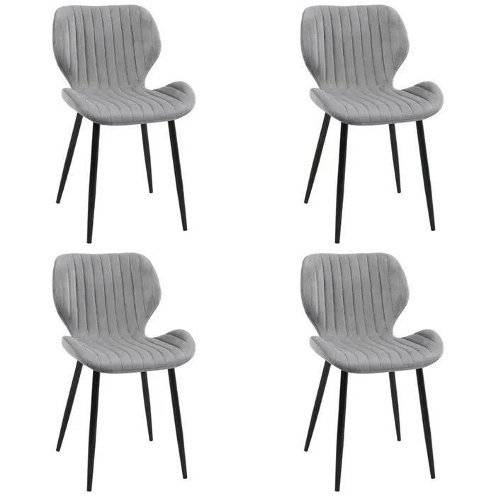 4x Silla tapizada capitoné de terciopelo SJ.17 Gris