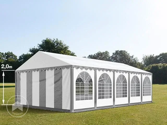 5×10 m Carpa para fiestas, PVC 800, con base reforzada, gris-blanco