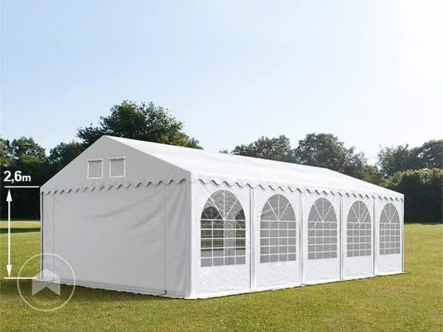 6×10 m Carpa para fiestas XXL, altura lateral 2,6m, PVC 1400, con base reforzada, blanco