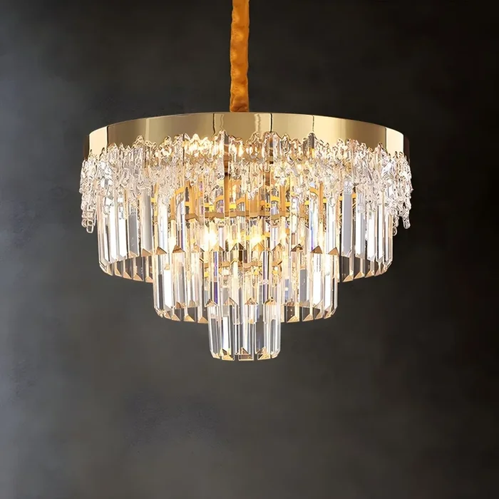 6 Luces Lámpara de Araña de Metal en Dorado Luminaria Colgante Cónica Moderna con Sombra de Cristal Claro – 110 A 120 V Dorado