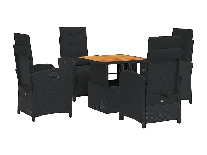 Abington Set de muebles jardín 5 pzas con cojines ratán sintético negro