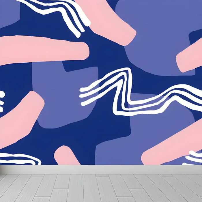 Abstractos Murales de Papel de Pared Modernistas Multicolores Decoración Muralno Tejida para Salón – Azul oscuro 406 x 254 cm