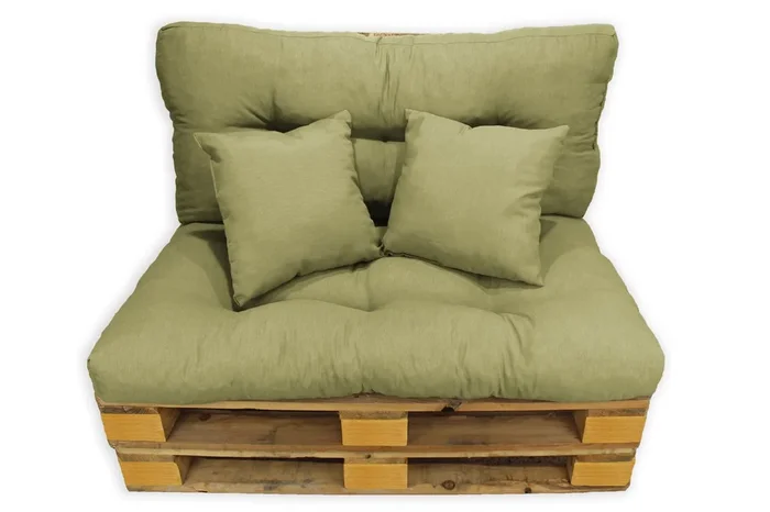 Acomoda Textil – Cojines Sofá Palets. Conjunto 4 Piezas para Palet, Asiento 120×80 cm + Respaldo + 2 Cojines. Cómodo y Elegante para Interior y Exterior. NO INCLUYE PALETS. (Arena)