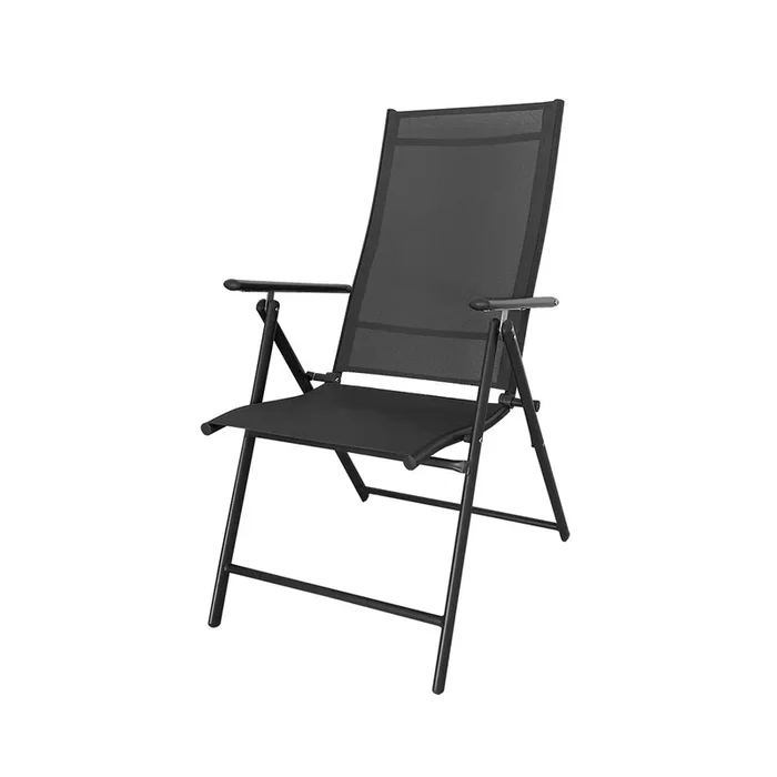 Acomoda Textil – Silla Plegable de Acero para Interior y Exterior Antracita. Silla con Respaldo Estable y Resistente para Jardín, Balcón, Terraza y Patio 56X65X103 cm. (Pack 4 Unidades)