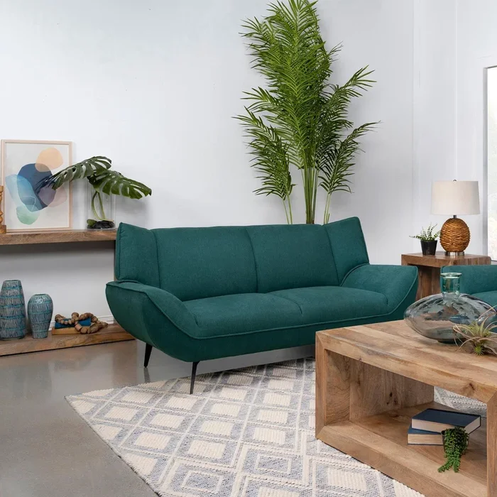 Acton Teal Blue Upholstered Flared Arm Loveseat