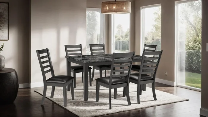 Adia Dark Gray 7 Pc. Dinning Table Set