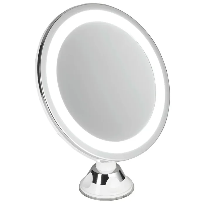Adler AD2168 Espejo de Maquillaje y Afeitado con LED, Espejo de Pared con Aumento 5X, Rotación 360°, Ventosa, , Acero Inoxidable