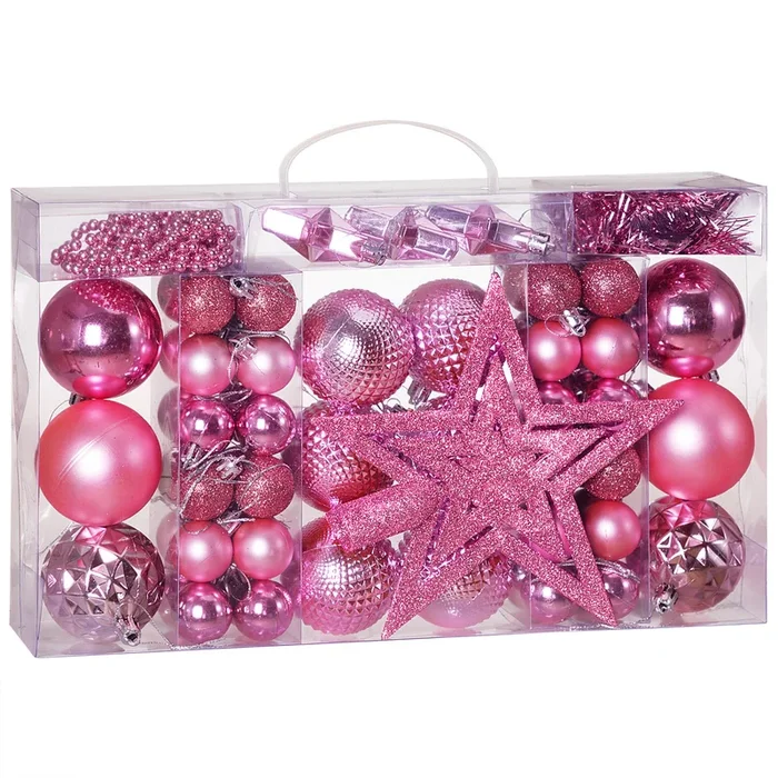 Adornos para árbol de navidad set de 66 Rosa