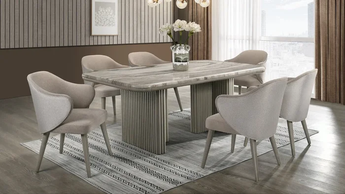 Adriana Marble Grey Dining Room Set