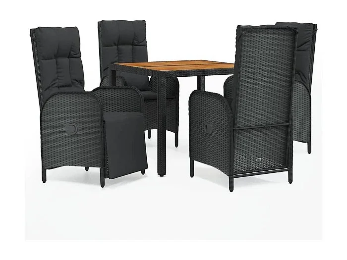 Afragola Set de muebles jardín 5 pzas con cojines ratán sintético negro