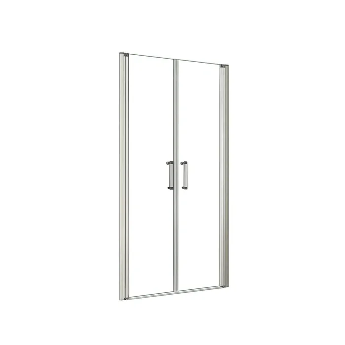 AICA Mampara de ducha abatible dos hojas,perfil blanco/gris mate,vidrio 5mm,(660-700)x1850mm