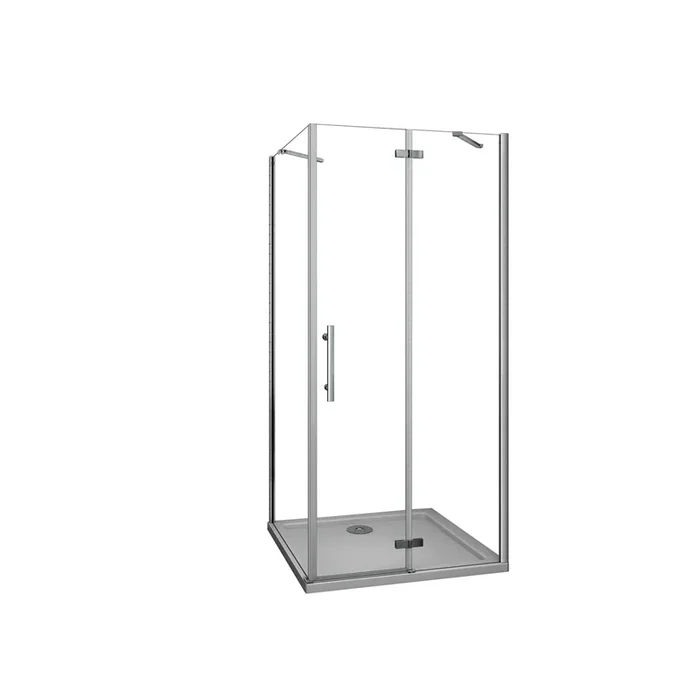 AICA Mampara de ducha abatible+panel lateral,barra 50cm,vidrio antical 6mm 800x800x1900mm