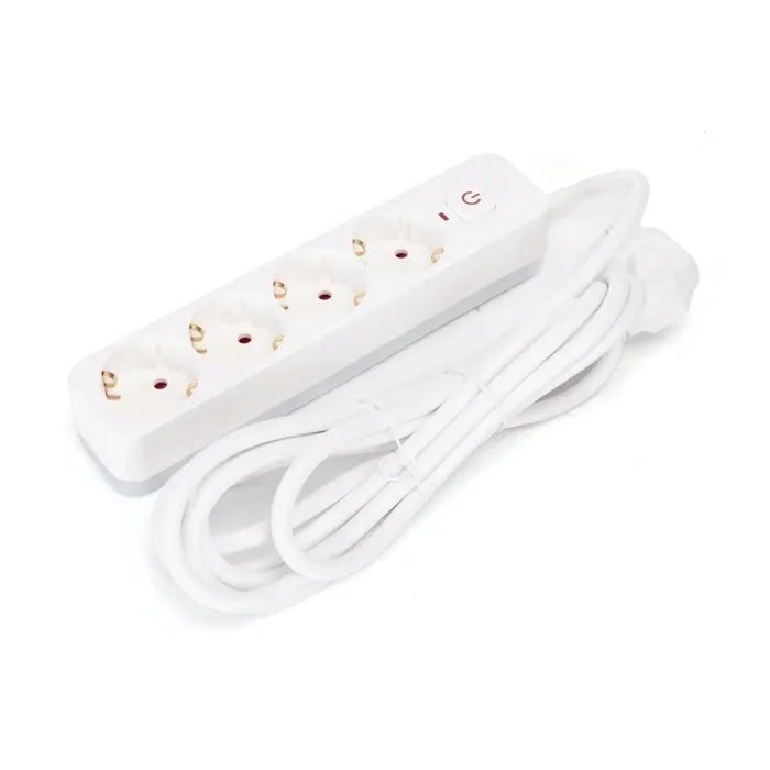 Aigostar – Cable de extensión con interruptor 4Z Tipo F 3m SCHUKO blanco