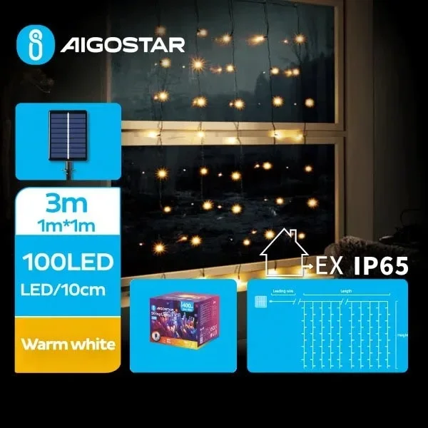 Aigostar – Cadena de luces navideñas solares LED 100xLED/8 funciones 4x1m IP65 blanco cálido 800 mAh