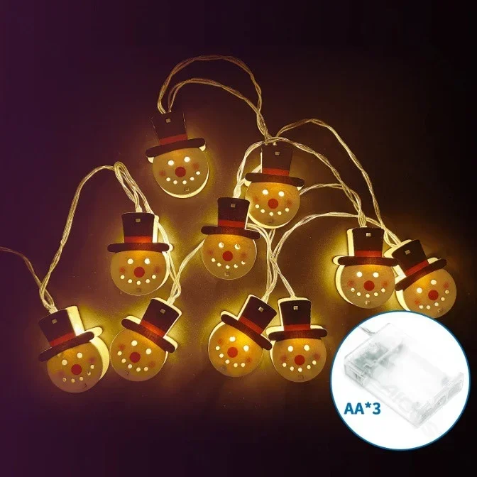Aigostar – Guirnalda LED navideña, 10xLED/3xAA, 1,5m, blanco cálido, con muñeco de nieve