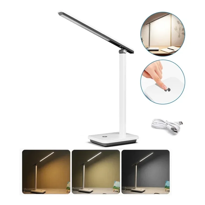 Aigostar – Lámpara de mesa LED recargable y regulable LED/5W/5V 3000-6500K blanco/negro