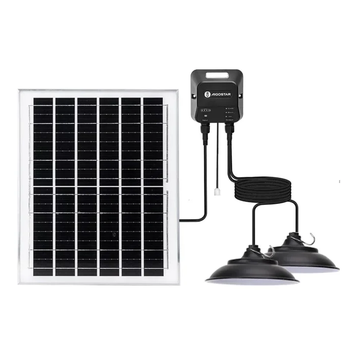 Aigostar – Lámpara solar LED 2xLED/70W/12V 12000 mAh 6500K diá. 23,5 cm + control remoto