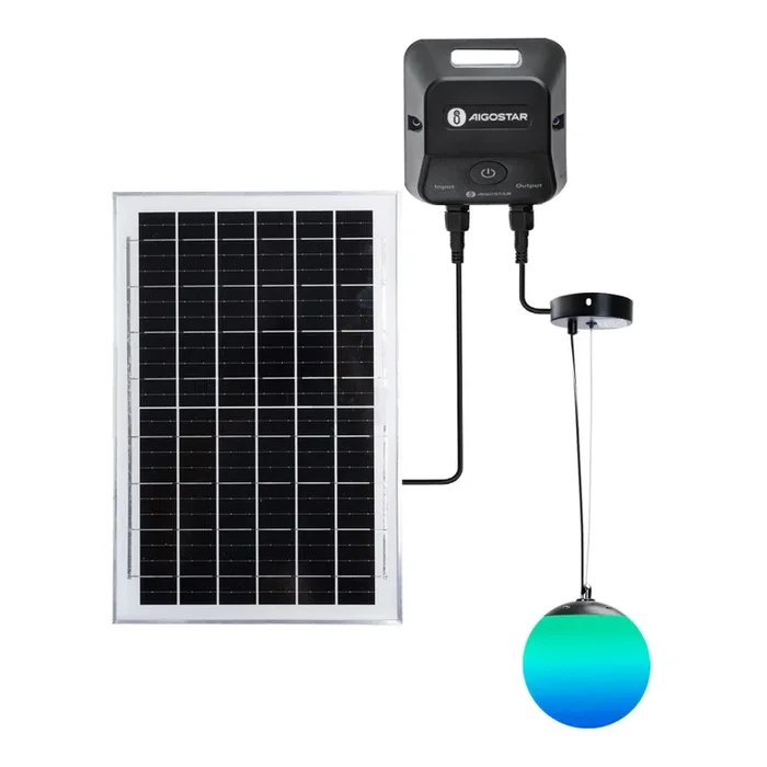 Aigostar – Lámpara solar regulable LED RGBW MESH LED/5W/3,7V 8000 mAh 2700K-6500K IP65 d. 30 cm