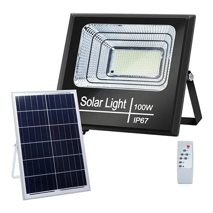 Aigostar – Proyector solar LED regulable LED/100W/3,2V IP67 2000 mAh + control remoto