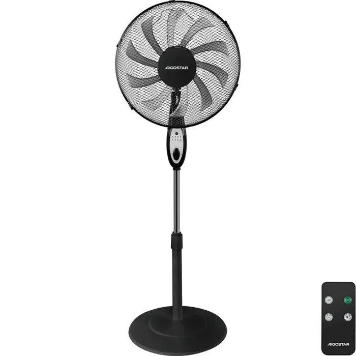 Aigostar – Ventilador de pie 60W/230V negro + control remoto