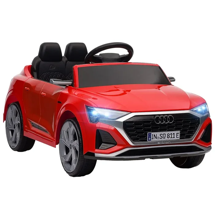 AIYAPLAY Coche Eléctrico para Niños de +3 Años Audi Q8 etron sportback Carro Eléctrico Infantil con Batería 12V Mando a Distancia Ruedas con Suspensión de Muelles Faros Bocina y Música Rojo