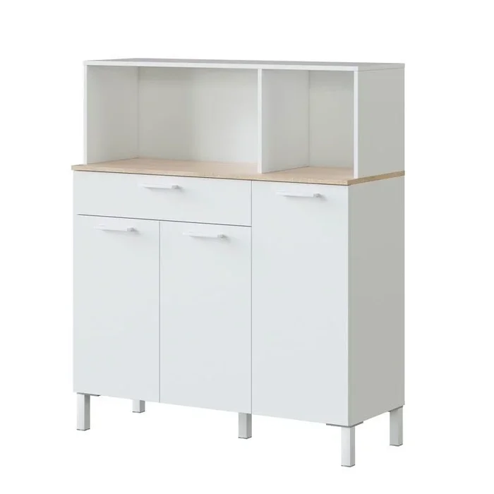 Alacena de cocina 3 puertas Blanco Artik (Blanco Mate) – Roble Canadian 108 x 126 x 40 cm