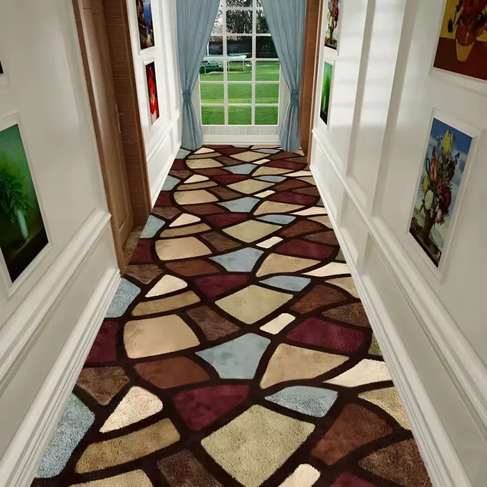 Alfombra de Área Multicolor de Fibra Sintética Tapiz Marroquí con Patrón de Flores para Pasillo, Antideslizante – Marrón 150 x 160 cm