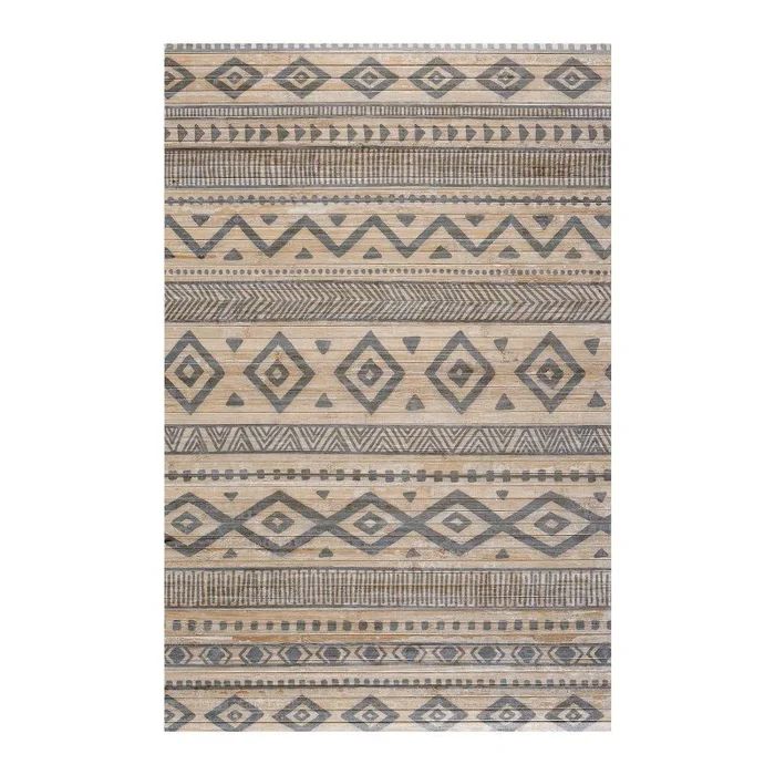 Alfombra de Bambú natural antideslizante Étnica Gris, 160 x 230 cm