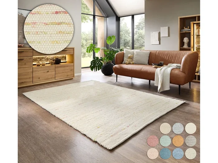 Alfombra de lana reversible tejida a mano 190×250 cm Colores pastel Alpen