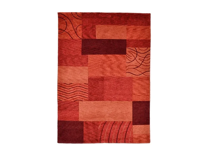 Alfombra de lana tejida a mano en estilo patchwork 300×400 cm Rojo Domas
