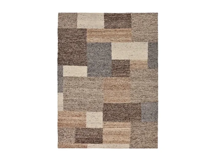 Alfombra de lana tejida a mano y enrollable 120×180 cm Beige multi Ehrwald